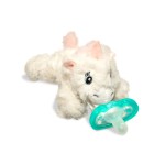 RaZbaby JollyPop Pacifier, Holder w/Detachable Baby Pacifier, Stuffed Animal RaZbuddy, All Ages 0M+, 100% Medical Grade USA Made Silicone, Machine Washable, Textured & Easy to Hold - Unicorn