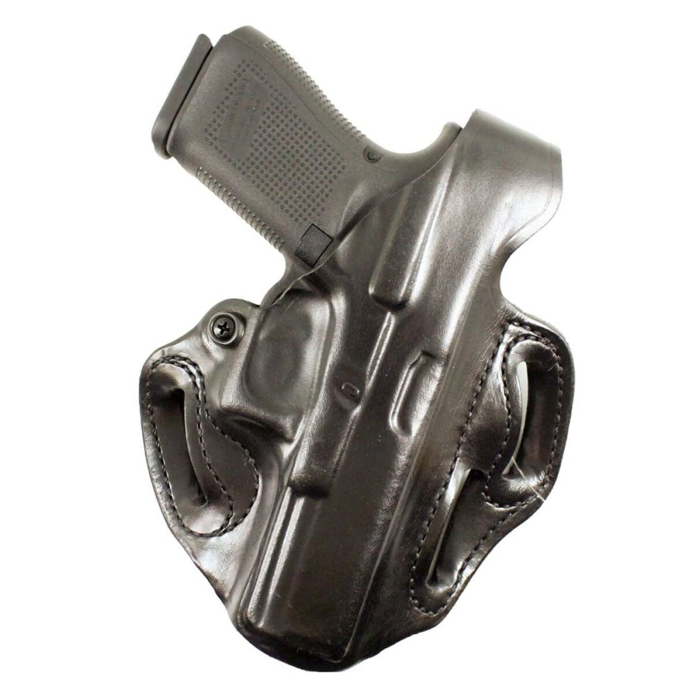 DeSantis Thumb Break Scabbard OWB Holster - Leather, Right Hand Draw, Compatible With GLOCK 19, 19 GEN 5, 19X 23, 32, 45 (With or Without Reflex Sights) - Black