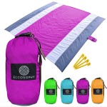 ECCOSOPHY Sandproof Beach Blanket - Oversized Sand Free Beach Mat 9\'x10\' - Lightweight Outdoor Picnic Blanket Anchored with 4 Corner Sand Pockets & Plastic Stakes - Heat Proof, Quick Drying & Compact