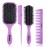 4Pcs Detangling Hair Brush Set for Women - Paddle Brush for Wet or Dry, No More Tangles for Straight, Long, Thick, Curly, and Natural Hair (Purple)