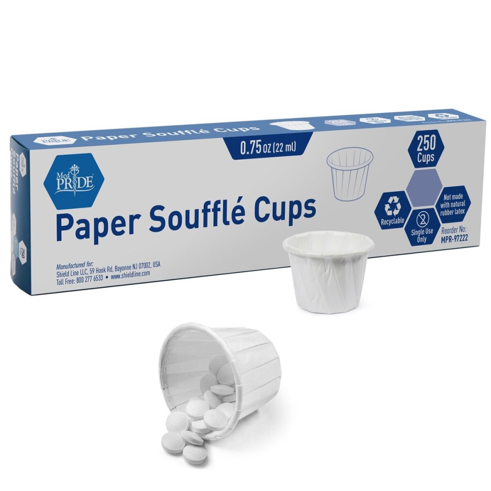 MED PRIDE Disposable 250 Pack Paper Souffle Medicine Cups-0.75 Ounce, Dispenser Paper Cups-Pill Holders for Mixed Pills, Single Dosage-Portion, Food & Dessert Serving