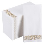 FOCUSLINE 200 Linen Feel Disposable Bathroom Napkins, Soft and Absorbent Paper Guest Towels, Cloth-Like Paper Hand Towels Decorative Napkins for Parties, Weddings, Dinners or Events, Gold, 12 x 17