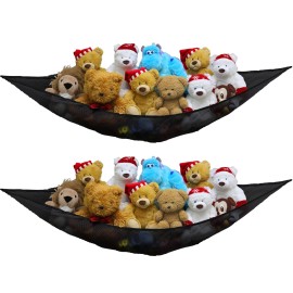 Simple Houseware 2 Pack Stuffed Animal Toy Hammock Net, Corner Wall Storage for Kids Room, Pink