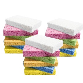 ARCLIBER Cleaning Scrub Sponge,Cellulose Non-Scratch for Kitchen,Bathroom,Cars,Colorful Compressed Sponge (18 Pack)