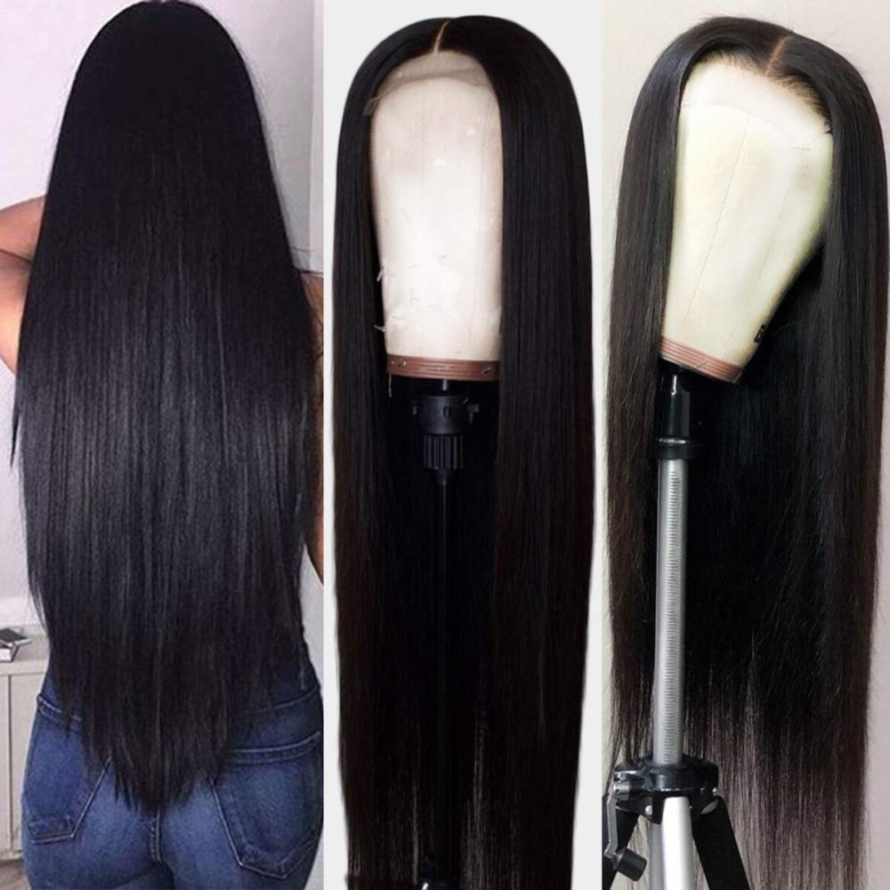 Hermosa 13x4 Lace Front Human Hair Wigs Pre Plucked with Baby Hair 220% Density 12A Brazilian Straight Human Hair Lace Front Wigs for Women Natural Hairline Natural Color 18 inch