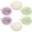 Boao 6 Pcs Bath Shower Pouf Sponge Mesh Pouf Shower Ball Exfoliating Body Sponge Pad Scrubber Glove with Flower Bath Ball (Beige,Green,Purple)