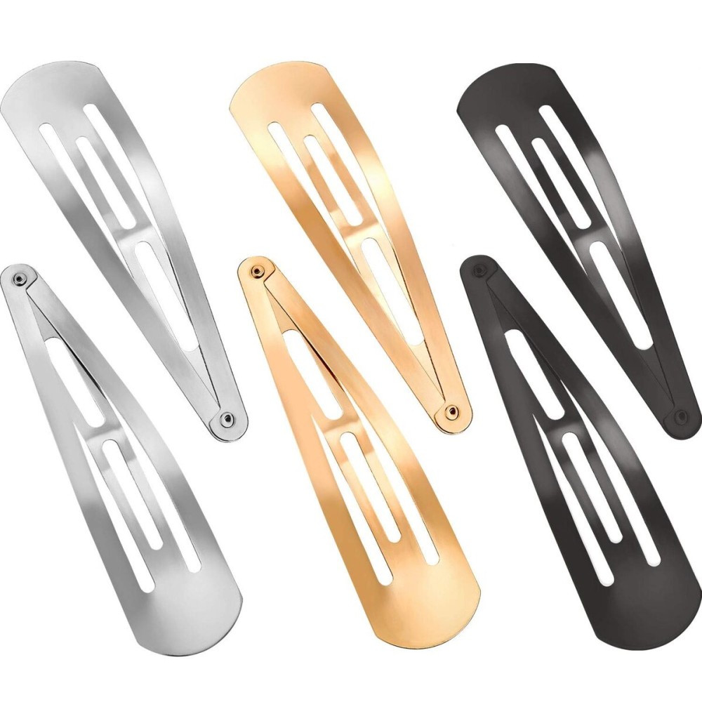 WILLBOND 30 Pieces 3.1 Inch Large Metal Snap Hair Clips Nonslip Barrettes Women Hair Accessories(Gold, Silver, Black)