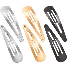 WILLBOND 30 Pieces 3.1 Inch Large Metal Snap Hair Clips Nonslip Barrettes Women Hair Accessories(Gold, Silver, Black)
