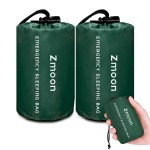 Zmoon Emergency Sleeping Bag Survival Bag, Portable Waterproof Thermal Bivy Sacks,Bivvy Bags,Camping Mylar Sleeping Bag Survival Gear Emergency Blankets Survival Shelter (Green Pack of 2)