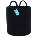 OrganiHaus Large Black Woven Laundry Basket w/Handles 52L, Rope Dirty Clothes Hamper, Blanket Basket for Living Room, Baby Laundry Hamper for Nursery, Soft & Durable Decorative Organizer Bin