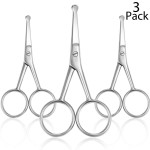 Mudder 3 Pieces Nose Hair Scissors Rounded Tip Scissors Facial Hair Trimming Stainless Steel Blunt Tip Trimmer for Eyebrows, Nose, Moustache, Beard, Grooming (Silver)