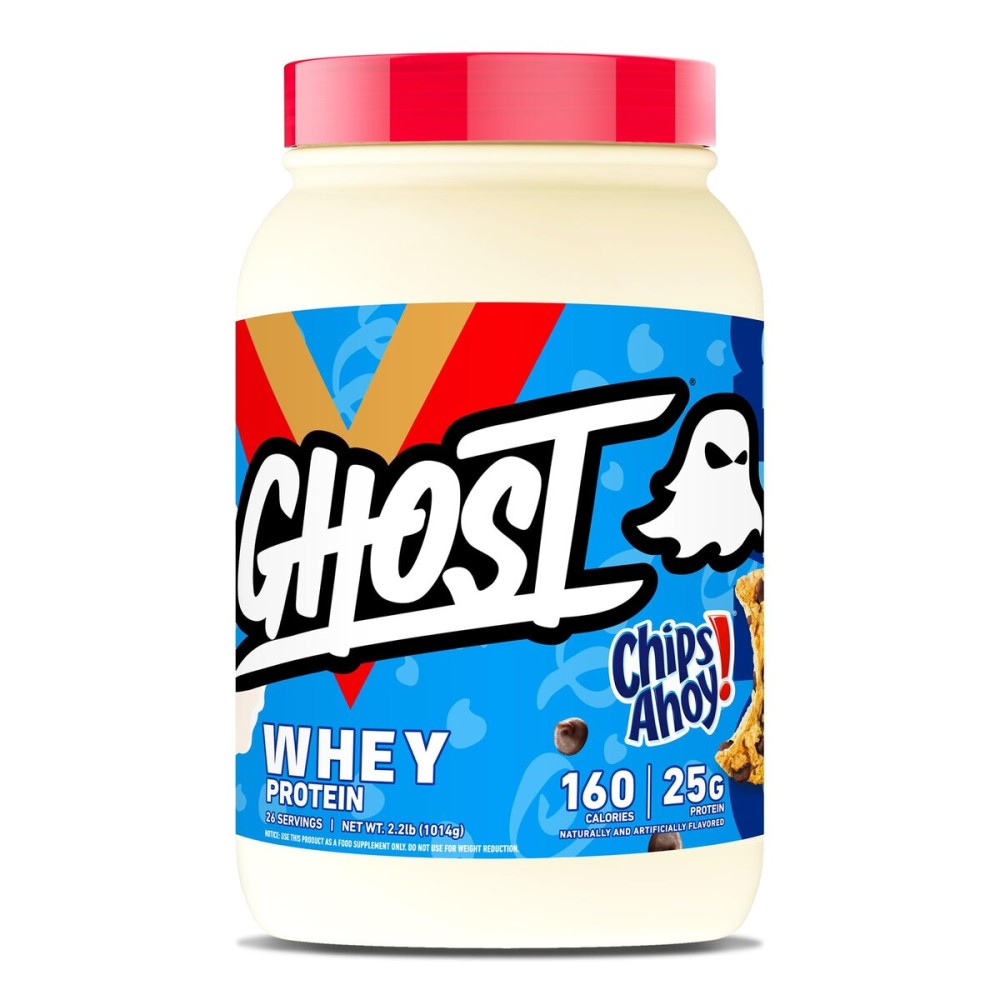 GHOST Whey Protein Powder, Chips Ahoy! - 2LB, 25G of Protein - Whey Protein Blend - Post Workout Fitness & Nutrition Shakes, Smoothies, Baking & Cooking - Cookie Pieces Inside