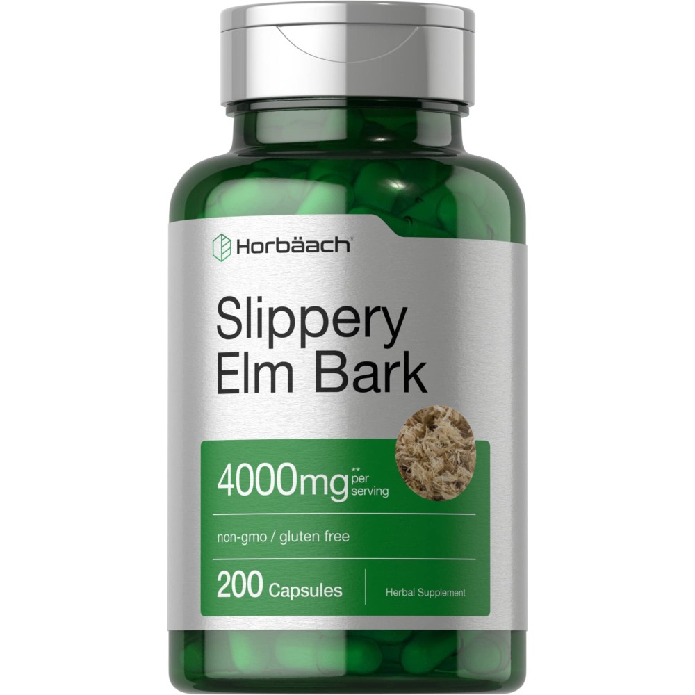 Horbach Slippery Elm Bark Capsules | 200 Count | Non-GMO & Gluten Free