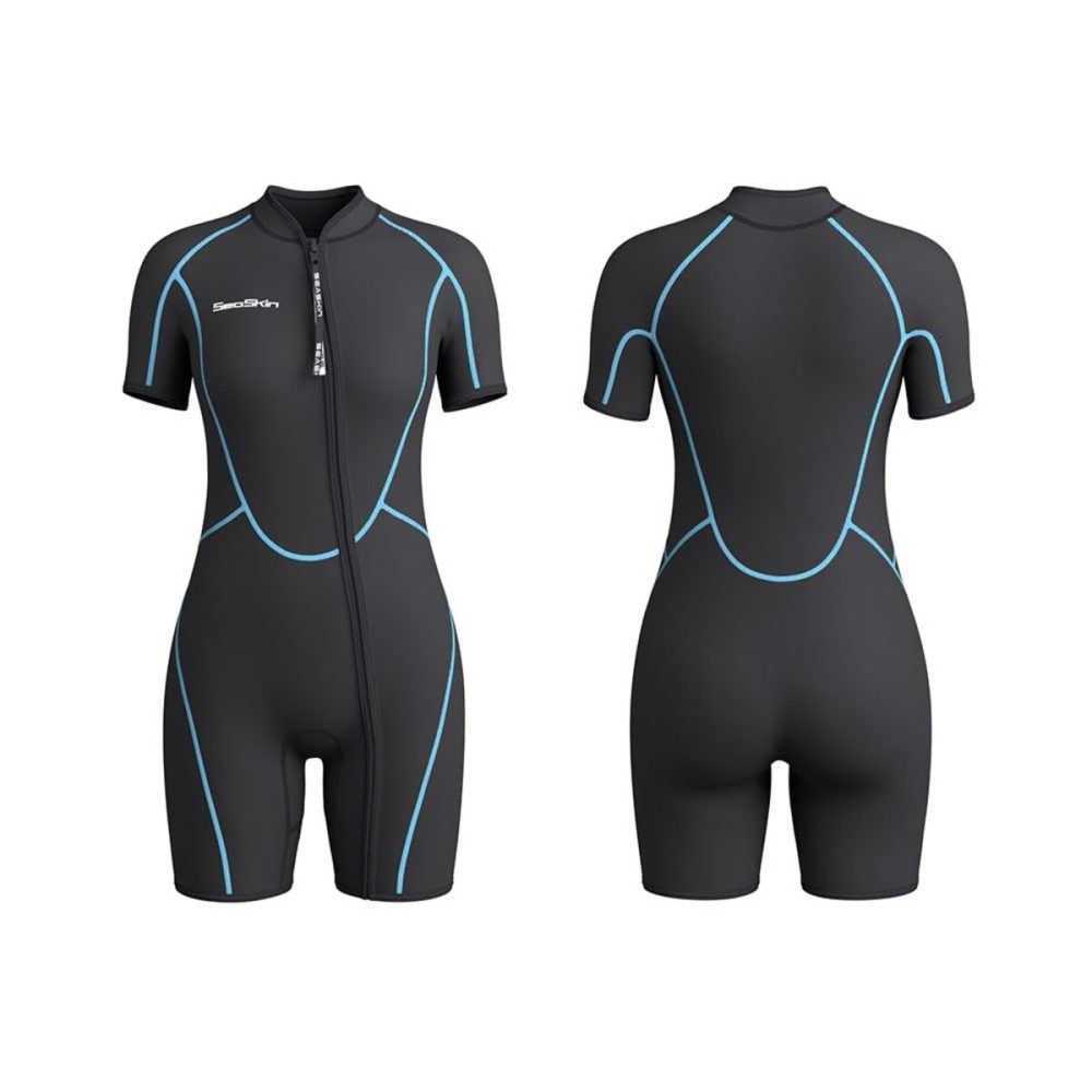 Seaskin Mens 3mm Shorty Wetsuit Womens, Full Body Diving Suit Front Zip Wetsuit for Diving Snorkeling Surfing Swimming X-Large