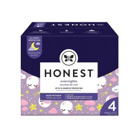 The Honest Company Clean Conscious Overnight Diapers | Plant-Based, Sustainable | Starry Night | Club Box, Size 4 (22-37 lbs), 54 Count