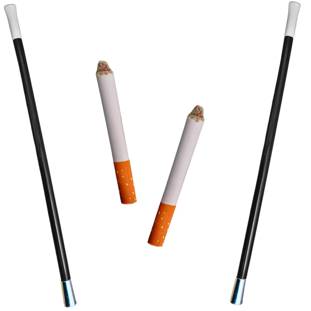 4E\'s Novelty 2 Long Cigarette Holders & 2 Fake Puff Cigarettes with Smoke for Halloween Accessories for Women Costumes Gatsby Roaring 1920s Flapper Costume Photo Prop Cigarettes
