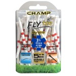 Champ 3 1/4 Striped Plastic Golf Tees - 30 Count - Zarma MyHite FLYtee - White with Red Stripes - Improved Durability and Distance - 5X More Durable Than Wood