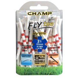 Champ 3 1/4 Striped Plastic Golf Tees - 30 Count - Zarma MyHite FLYtee - White with Red Stripes - Improved Durability and Distance - 5X More Durable Than Wood