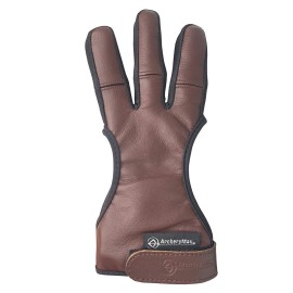 ArcheryMax Handmade Brown Leather Three Finger Archery Gloves (Dark Brown, Large)