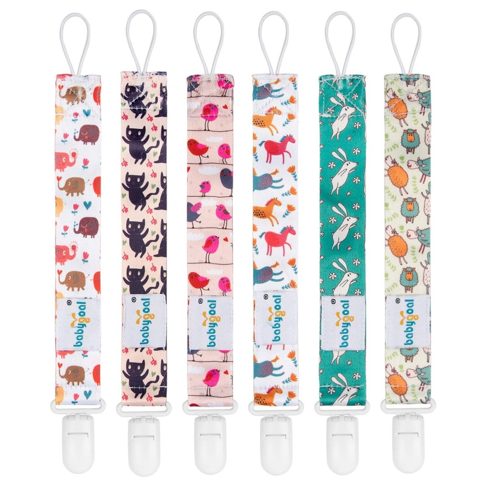 babygoal Rabbit Pacifier Clips, 6 Pack Binky Paci Holder and Leash Fits for Most Pacifiers, Binkies and Easter Gift 6PB03