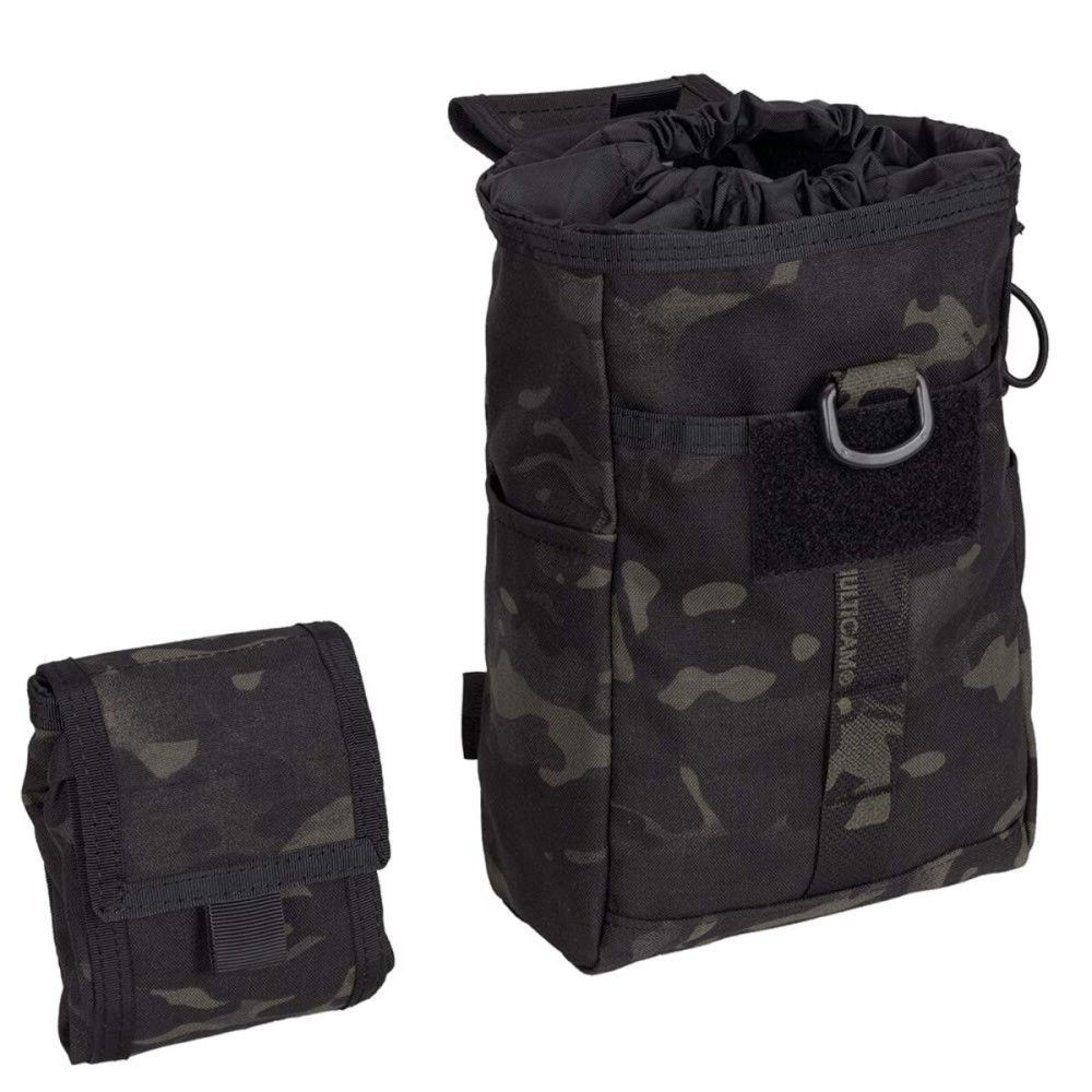 EXCELLENT ELITE SPANKER Molle Dump Pouch Drawstring Magazine Utility Pouch Folding Dump Pouch Waist Bag(Multicam Black)