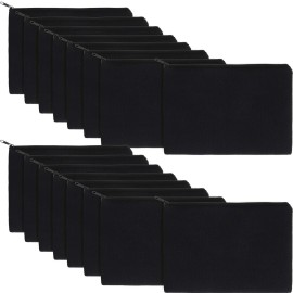 meekoo 16 Pack Canvas Blank Makeup Bags Plain Zipper Cosmetics Pouch Sublimation DIY Craft Multipurpose Toiletry Bag for Makeup Travel Cosmetic Pen Pencil Stationary Storage (L, Black)