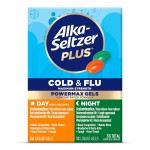 Alka-Seltzer Plus Power Max Cold & Flu Day+Night Medicine: Cough Suppressant, Cold and Flu Medicine For Adults and Children 12 Years and Older, 36 Count, Packaging May Vary