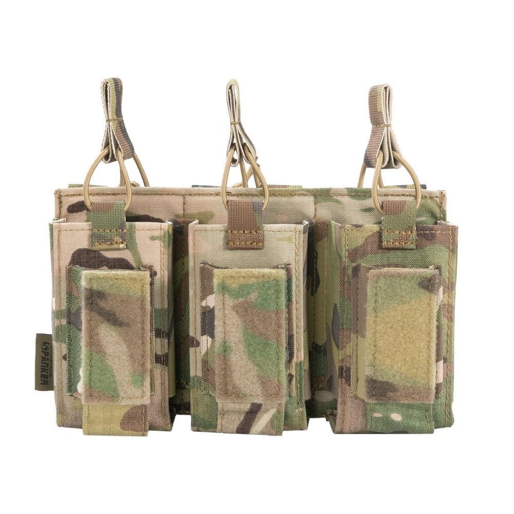 EXCELLENT ELITE SPANKER Open-Top Single/Double/Triple Molle Mag Pouch for M4 M14 M16 AK AR Elastic Rifle Magazines for Pistol Mag Pouch(Multicam)