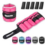 Henkelion Adjustable Wrist/Ankle Weights 1 Pair 6 Lbs For Women Men Kids, Strength Training Set For Gym, Fitness Workout, Running, Lifting Exercise Leg - each 3 Lbs Pink