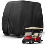 Golf Cart Cover 4 Passenger Heavy Duty, 420D Waterproof Golf Cart Covers Extended Roof Compatible with EZ GO Club Car Yamaha Golf Carts, Outdoor Dustproof 4 Seat Club Car Cover (Up to 112 Inch)