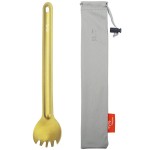 TiTo Titanium Long Handle Spork and Spoon Eco-Friendly Ultralight Portabale Flatware for Outdoor Camping Backpacking Hiking Travel Picnic Tableware with Bag (Bright Golden Spork)