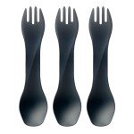 humangear GoBites Uno 3-Pack | Travel & Camping Utensils | Portable & Convertible Dining Ware | Multi-Functional Spork | Dark Gray (x3), Uno (Bulk) 3-Pack