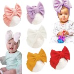 jerague Baby Head Wrap with Big Bowknot Cap 5 Pack Toddler Kids Girl Soft Cotton Turban Hat Nursery Beanie for Boy Girl
