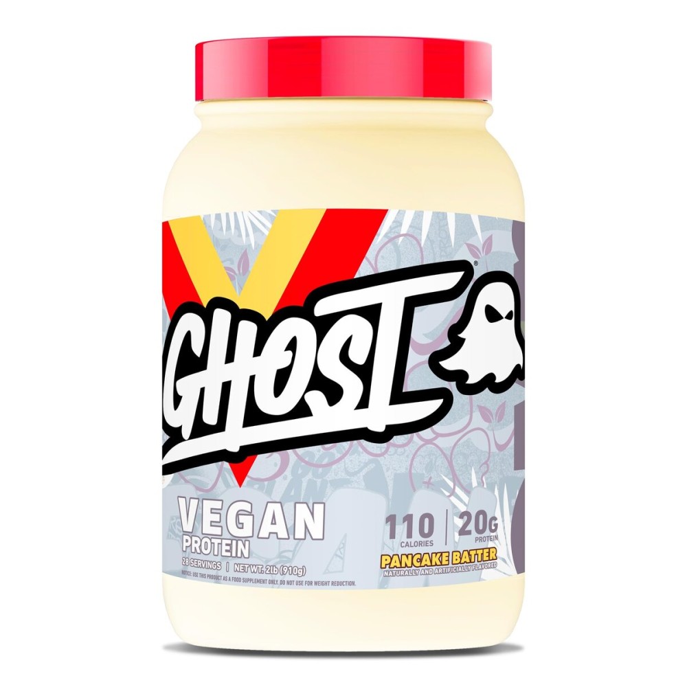 GHOST Vegan Protein Powder, Pancake Batter - 2lb, 20g of Protein- Plant-Based Pea & Organic Pumpkin Protein - Post Workout & Nutrition Shakes, Smoothies, & Baking - Soy & Gluten-Free