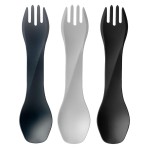 humangear GoBites Uno 3-Pack | Travel & Camping Utensils | Portable & Convertible Dining Ware | Multi-Functional Spork | Dark Gray/Light Gray/Black, Uno (Bulk) 3-Pack