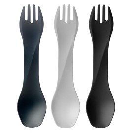 humangear GoBites Uno 3-Pack | Travel & Camping Utensils | Portable & Convertible Dining Ware | Multi-Functional Spork | Dark Gray/Light Gray/Black, Uno (Bulk) 3-Pack