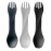 humangear GoBites Uno 3-Pack | Travel & Camping Utensils | Portable & Convertible Dining Ware | Multi-Functional Spork | Dark Gray/Light Gray/Black, Uno (Bulk) 3-Pack