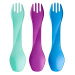 humangear GoBites Uno 3-Pack | Travel & Camping Utensils | Portable & Convertible Dining Ware | Multi-Functional Spork | Mint/Magenta/Light Blue, Uno (Bulk) 3-Pack