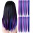 YaFex 12 Pcs Clip in Hair Extensions, 22 Inch Colored Hair Extensions Party Highlights Long Straight Synthetic Hairpieces for Women Kids Girls (Purple + Sapphire Blue)
