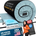 Hazli Matrix Comfort-Cell Memory Foam Camping Mattress Pad - Roll Up Mattress for Adults - Portable Cot Sleeping Pad for Camping - Floor Mat or Bed Roll for Car, SUV - Kids 64 x 26 x 3 - Blue