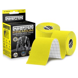 Hampton Adams | As Seen on Shark Tank | Elastic Kinesiology Tape (2-Pack) | Uncut Athletic Tape Supports & Protects Muscles Knees Shoulders & Plantar Fasciitis | Waterproof Hypoallergenic (Yellow)