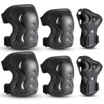 Kids/Youth/Adult Knee Pads Elbow Pads with Wrist Guards Protective Gear Set 6 Pack for Roller Skating Skateboard Cycling Skating Bike Scooter Riding Sports