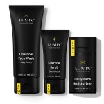 Lumin - Smooth Operator Detox - Men\'s skincare kit, Includes: Charcoal Face Wash Daily Detox, Charcoal Scrub Deep Detox & Daily Face Moisturizer, Suitable for all skin types, Two Month Supply