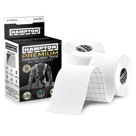Hampton Adams | As Seen on Shark Tank | Elastic Kinesiology Tape (2-Pack) | Uncut Athletic Tape Supports & Protects Muscles Knees Shoulders & Plantar Fasciitis | Waterproof Hypoallergenic (White)