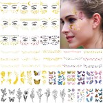 54 Sheets Gold Glitter Freckles Face Tattoo, 150+ Pcs Halloween Face Glitter Temporary Tattoo Stickers, Sparkle Freckles Metallic Face Gems, Faux Freckles Cute Glitter Makeup Accessories For Women