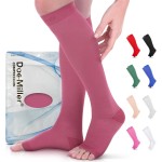 Doc Miller Open Toe Compression Socks for Men and Women, 15-20 mmHg, Calf Support Sleeves, Recovery Stockings, Wide Calf, Toeless Design, 1 Pair