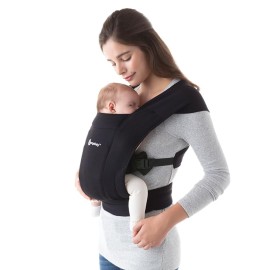Ergobaby Embrace Baby Carrier Newborn to Toddler - Lightweight Ergonomic Baby Carriers - Cozy Essentials (7-25 Pounds), Ponte Knit, Pure Black