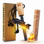 OURS FURTIF Fire Starter Survival Kit - 3/8 Ferro Rod with Multi-Tool Striker & Natural Fatwood Tinder - 15,000+ Strikes Waterproof Flint Fire Steel - Bushcraft, Camping & Emergency Gear