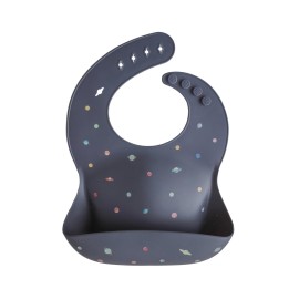 mushie Silicone Baby Bib | Adjustable Fit Waterproof Bibs (Planets)