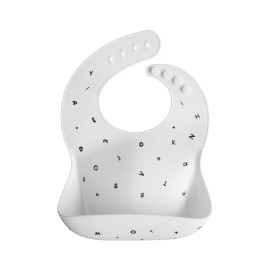 mushie Silicone Baby Bib | Adjustable Fit Waterproof Bibs (Letters White)